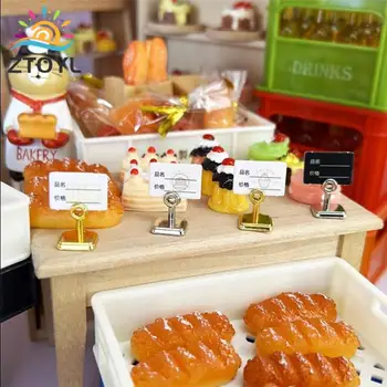 2шт 1: 12 Кукольный домик Миниатюрный супермаркет Пекарня Торт Десертный дом Кофейня Ценник Карточка Рамка дисплея Случайный стиль Изображение