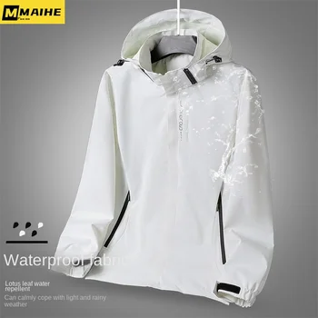 2023 новая модная мужская куртка весна осень ветрозащитная водонепроницаемая ветровка с капюшоном уличное повседневное альпинистское пальто для женщин Изображение