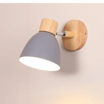 Настенное бра, современный настенный светильник для спальни Nordic Macaroon, 6 цветов рулевой головки E27 85-285 В, настенные светильники Nordic Прикроватные Изображение