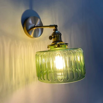 Декоративный настенный светильник в скандинавском стиле, стеклянный абажур, Вращающийся Современный Латунный Прикроватный светодиодный светильник, Зеркальный светильник для прихожей, спальни Изображение