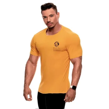 Спортивная Повседневная футболка с принтом Muscle Fitness, мужская мода для бега в Европе и Америке с коротким рукавом Изображение