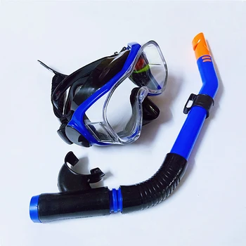 Профессиональный набор для подводного плавания, маска на все лицо, Очки для подводного плавания, Глубоководный костюм, Сухие очки для подводного плавания из закаленного стекла Для взрослых Изображение