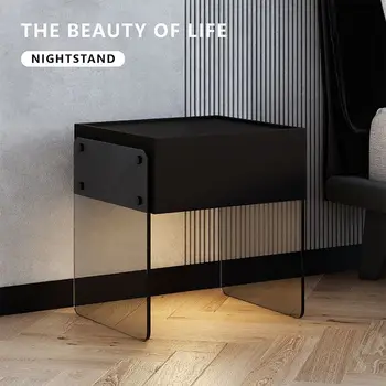 Индукционный стол для спальни с креативным минималистичным современным прикроватным ночным освещением Смарт-подставки для тумбочек Шкаф для хранения Изображение
