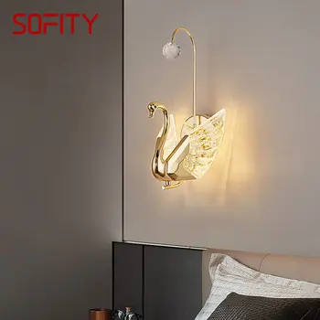RONIN Modern Swan LED Интерьерный настенный светильник, Винтажное Креативное бра для домашнего декора спальни Изображение