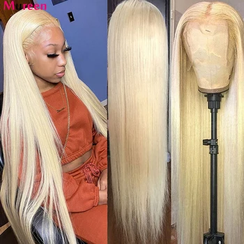 HD Прозрачные 613 Светлых париков из человеческих волос на кружеве спереди, Бразильские прямые парики из человеческих волос на кружеве спереди для женщин Изображение