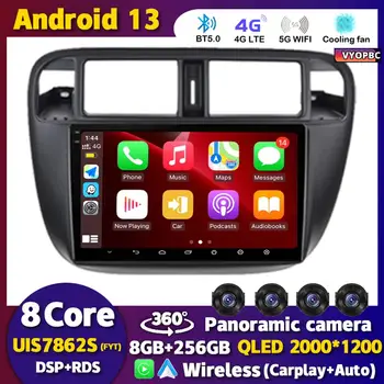 Android 13 Carplay Авторадио WIFI + 4G Для Honda Civic 1996-2001 Автомобильный Радио Мультимедийный Видеоплеер GPS Стерео 360 Камера WIFI Изображение