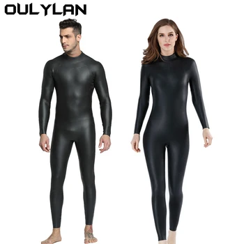 Oulylan Женский 3 мм цельный водолазный костюм CR + суперэластичный гидрокостюм Мужской теплый непромокаемый легкий кожаный водолазный костюм для дам Изображение