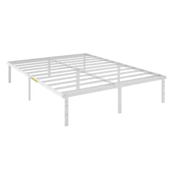 Каркас кровати-платформы из 14-дюймовой прочной стальной рейки, белый Изображение