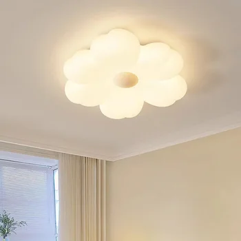 Современный светодиодный потолочный светильник в минималистском бело-кремовом стиле, Уютная лампа для спальни, для кабинета, гостиной, Светильник для внутреннего освещения Lustre Изображение