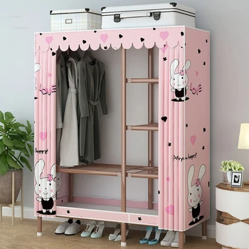 Современная мебель для спальни Складные шкафы Простые шкафы для спальни Шкаф для одежды Домашняя спальня Прочный Арендованный шкаф для хранения U Изображение