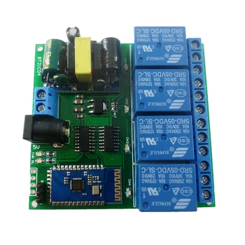 AC 110V 120V DC 5V 4-канальный Bluetooth-совместимый релейный переключатель для приложения Android, беспроводной пульт дистанционного управления Изображение