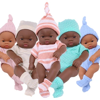 Черные Куклы-Реборн Африканская Кукла-Реборн 20 см Куклы Baby Reborn Baby Doll Игрушки Мягкие На Ощупь Высококачественные Куклы для Детских Игрушек Изображение