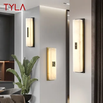 Современный Латунный настенный светильник TYLA LED 3 цвета Винтажное Мраморное Креативное бра для домашнего декора гостиной Спальни Изображение