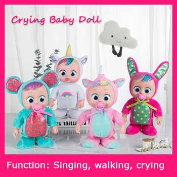 Детская игрушка, имитирующая куклу, может плакать, ходить, Петь, Электрическая кукла С музыкой из бутылочки-пустышки, Милый подарок на День Рождения для ребенка Изображение