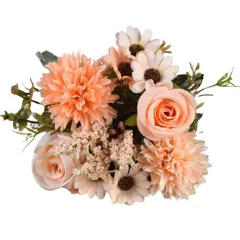 Гибрид искусственного цветка, яркое декоративное украшение для дома, защищающее от выцветания, Шелковый поддельный букет роз, реквизит для фотосъемки Изображение