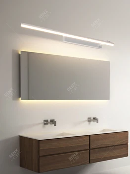 Зеркальный передний светильник в ванной комнате современный минималистичный светодиодный зеркальный шкаф для ванной комнаты, предназначенный для использования без перфорации Изображение