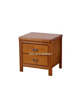Прикроватный столик из массива дерева простой современный американский каучуковый деревянный комплектный шкафчик для хранения в спальне цвета грецкого ореха Изображение