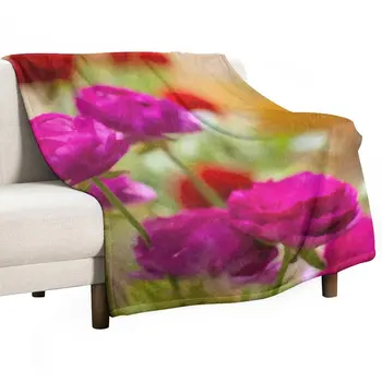 Новая масляная краска в виде фиолетового цветка нерангулы! Плед Пляжное одеяло постельный плед аниме Изображение
