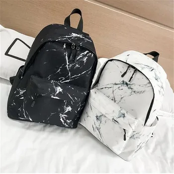 Модный рюкзак для подростков, Рюкзак с принтом мраморного камня для мальчиков и девочек, Холщовый школьный рюкзак Mochila Feminina Изображение