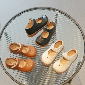 Zapatos Niña/ Детские кожаные туфли на мягкой подошве; сезон Весна-лето 2023; однотонные туфли для британских мальчиков; Обувь принцессы для девочек из мягкой кожи; Детские туфли для девочек; Изображение