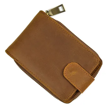 Дорожный кошелек из натуральной кожи с зажимом для нескольких карт, мужской короткий кошелек, кошелек для монет, кредит для бизнеса, кошелек для водительских прав. Изображение