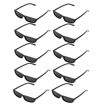 10X Винтажные прямоугольные солнцезащитные очки Женские солнцезащитные очки в маленькой оправе Ретро-очки S17072 Черная оправа Черный Изображение