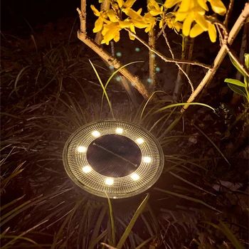 8 шт. Наружный Супер водонепроницаемый IP68, 8 светодиодных интеллектуальных датчиков, Индукционный Садовый светильник на солнечной энергии Изображение