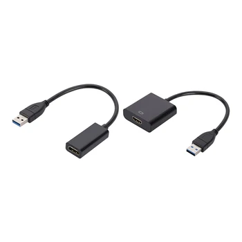 Конвертер, совместимый с USB 3.0 в HDMI, портативный видео-аудио конвертер, совместимый с USB 3.0 в HDMI, бесплатный накопитель для настольных портативных ПК Изображение