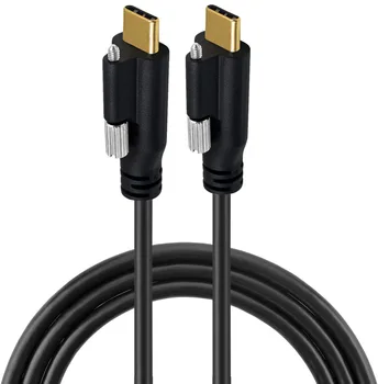 Высокоскоростной кабель для передачи данных HD 4K 60 Гц 10 Гбит / с Удлинительный кабель USB C Type-C от мужчины к мужчине с отверстиями для винтов для крепления на панели Изображение