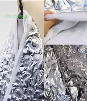 Хлопчатобумажная куртка / мягкая зеркальная цифровая хлопчатобумажная куртка, три слоя блестящей светочувствительной ткани, дизайнерская ткань с серебряным покрытием. Изображение