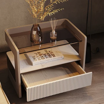 Умный прикроватный столик, тумбочка, современная деревянная низкая тумбочка в скандинавском стиле, столы для беспроводной зарядки, мебель для спальни Изображение