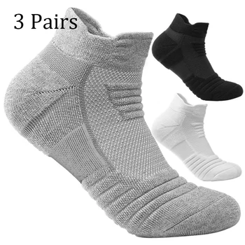 3 пары мужских носков Хлопчатобумажные баскетбольные Удобные дышащие Прочные, впитывающие пот на все сезоны, Модные спортивные носки на открытом воздухе Изображение