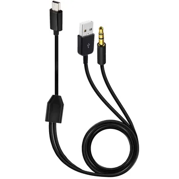 Черный USB2.0 Разъем A для Mini B + 3,5 мм аудио AUX адаптер Кабель для зарядного устройства Шнур 1 м Изображение