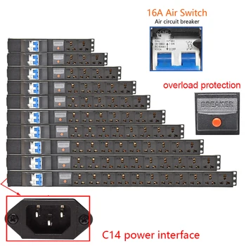 Сетевая Стойка PDU Power Strip 16A Воздушный Выключатель защита от перегрузки 2-10 Способами Универсальная Розетка Без Провода интерфейс C14 Изображение