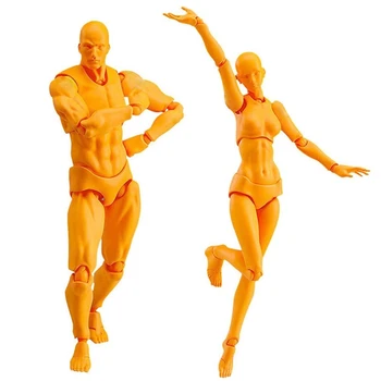 Кукла-кун из 2 частей, манекен для рисования фигурок для набора Мужчина + женщина (оранжевый) Изображение