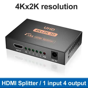 4K HDMI-совместимый Разветвитель 1x4 КОНЦЕНТРАТОР-Ретранслятор Усилитель 4K * 2K HDTV Switcher 1 in 4 out Адаптер Усилителя Для HDTV DVD PS3 Xbox Изображение