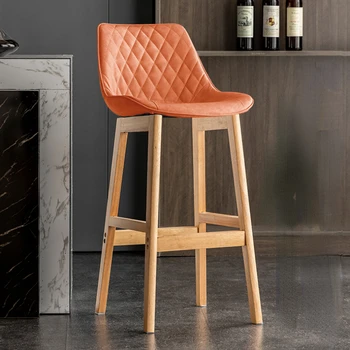Стильный металлический роскошный барный стул с высокой европейской спинкой Обеденные стулья для приема гостей Дизайнерская кухонная мебель Taburete Alto Home Изображение