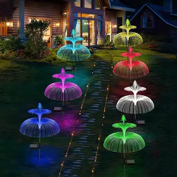 Солнечный ландшафтный светильник, солнечный Медузный светильник, привлекательные водонепроницаемые солнечные фонари, лампа в виде звезды медузы для сада, двора, улицы. Изображение