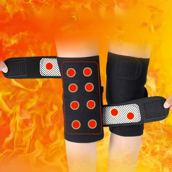 Турмалиновые самонагревающиеся наколенники для поддержки колена, Магнитотерапевтический наколенник, бандаж для снятия боли, рукава для массажа коленной чашечки при артрите Изображение