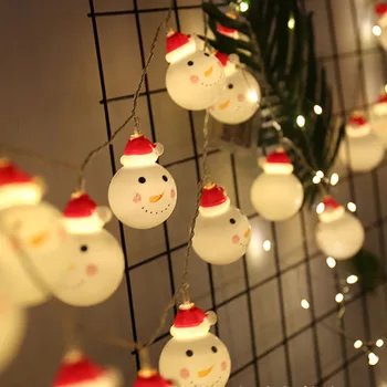 Рождественское Украшение LED Light String Снежинка Снеговик Санта Клаус Рождественская Елка String Light Рождественское Украшение Для Дома Изображение