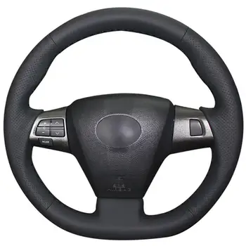 Сшитая вручную черная крышка рулевого колеса автомобиля из искусственной кожи для Toyota Corolla 2010-2013 RAV4 2010-2014 Auris 2010-2012 Изображение