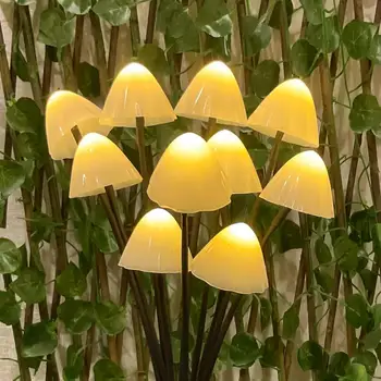 Декоративные светильники на солнечных батареях, солнечный грибной светильник, меняющий цвет, Солнечные грибные фонари, украшение сада на открытом воздухе для вечеринок Изображение