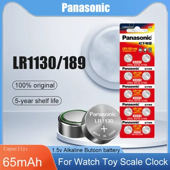 Panasonic 189 LR1130 AG10 1,5 В Щелочная Батарея Для Термометра Часы Игрушки Весы SR1130 389 V10GA LR54 SR54 Кнопочная Ячейка Изображение