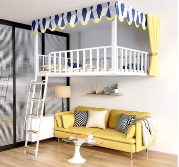 Кровать-чердак для детей из железного общежития, одноэтажная маленькая квартира, кровать с железным каркасом Изображение