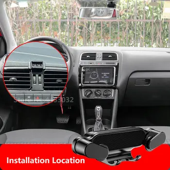 Автомобильный держатель для телефона Gravity для Volkswagen POLO 2011-2018 годов выпуска С прочным основанием, не блокирующим вентиляционное отверстие, крепление для GPS-подставки, аксессуары Изображение