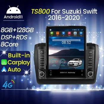 Tesla Style 8 + 128G 8-Ядерный Автомобильный Android Auto Carplay 2Din Мультимедийный Навигационный Плеер Радио GPS Для Suzuki Swift 5 2016-2020 Изображение