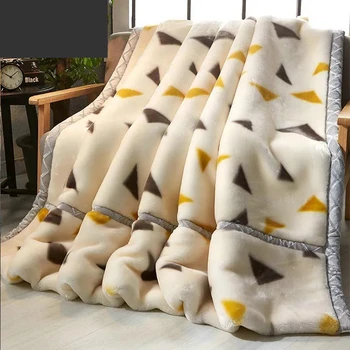 Теплое стеганое одеяло, Пушистое одеяло с двусторонней оболочкой из полиэстера и флиса, Пуховое одеяло с наполнителем из перьевой ткани, зимнее одеяло Изображение
